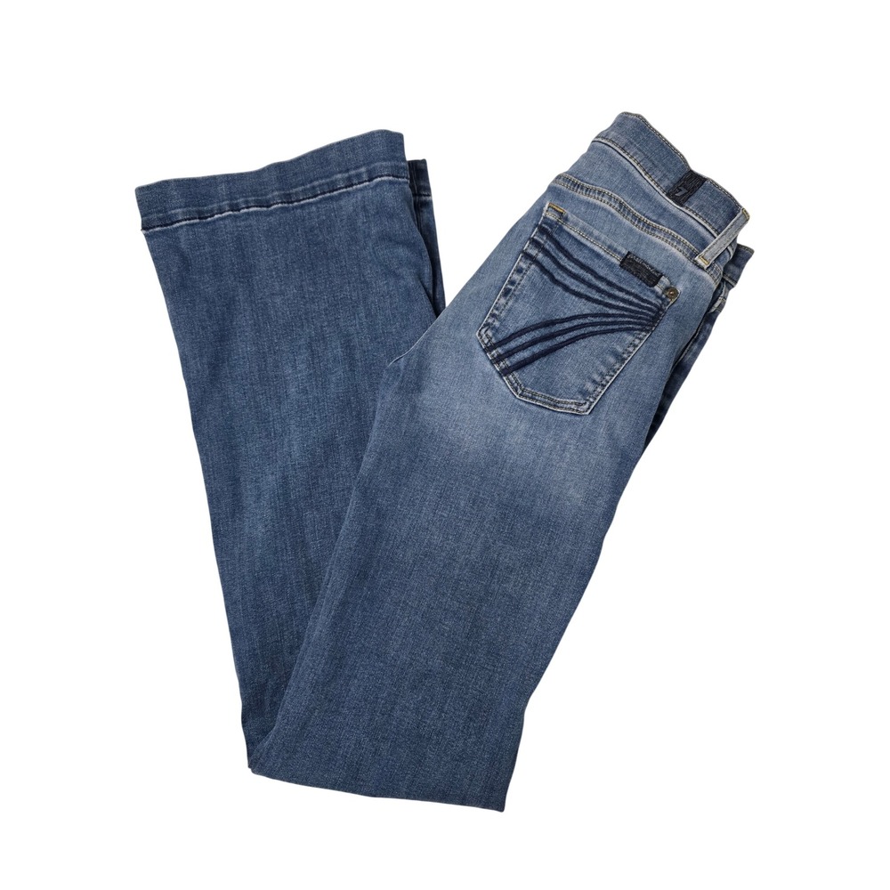 7 For All Mankind Dojo Jeans Womens 26 Medium Wash Wide Leg Flare Trouser 27x32